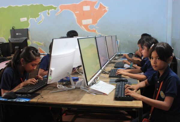 Students in a computer classroom